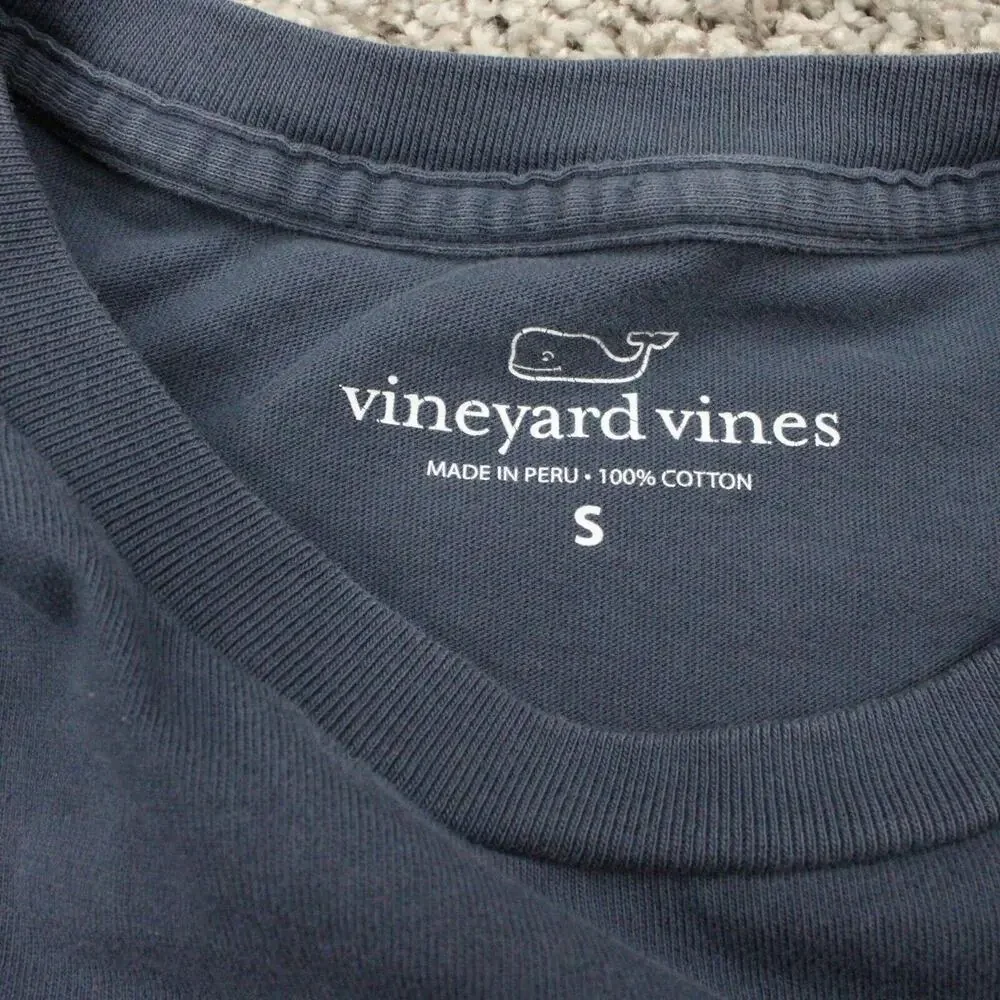 Vineyard Vines Long Sleeve Pocket Tee Mens Small Navy Cooler Graphic - Picture 3 of 8